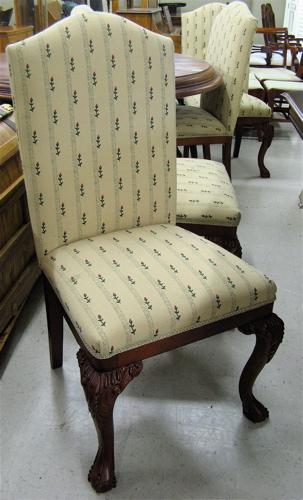 Appraisal: MAHOGANY DINING TABLE AND CHAIR SET Chippendale influence th century