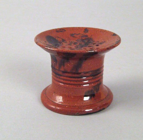 Appraisal: Redware sander th c with manganese splash decoration h w