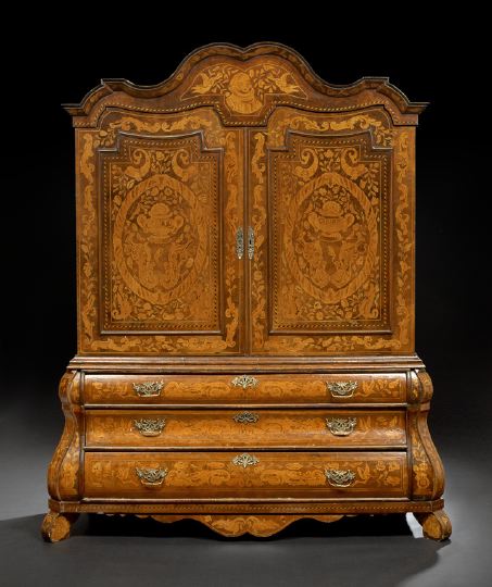 Appraisal: Dutch Mahogany Walnut and Marquetry Cabinet mid- th century the