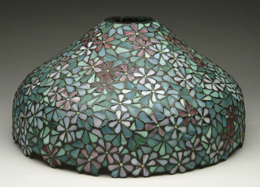 Appraisal: LEADED GLASS LAMPSHADE Contemporary leaded glass shade has allover floral