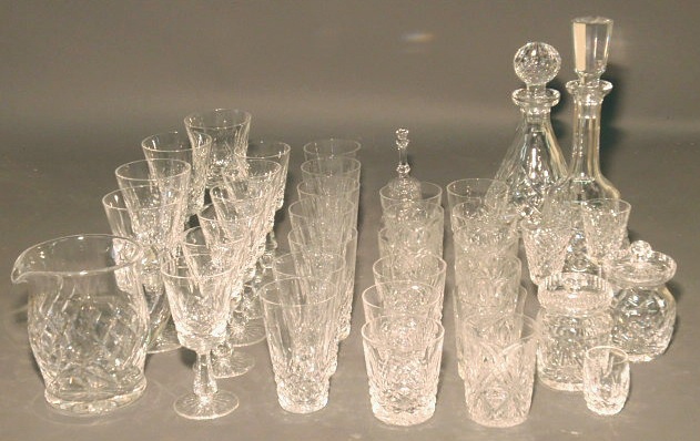 Appraisal: Waterford crystal barware- goblets wines tumblers old fashion sherry pitcher