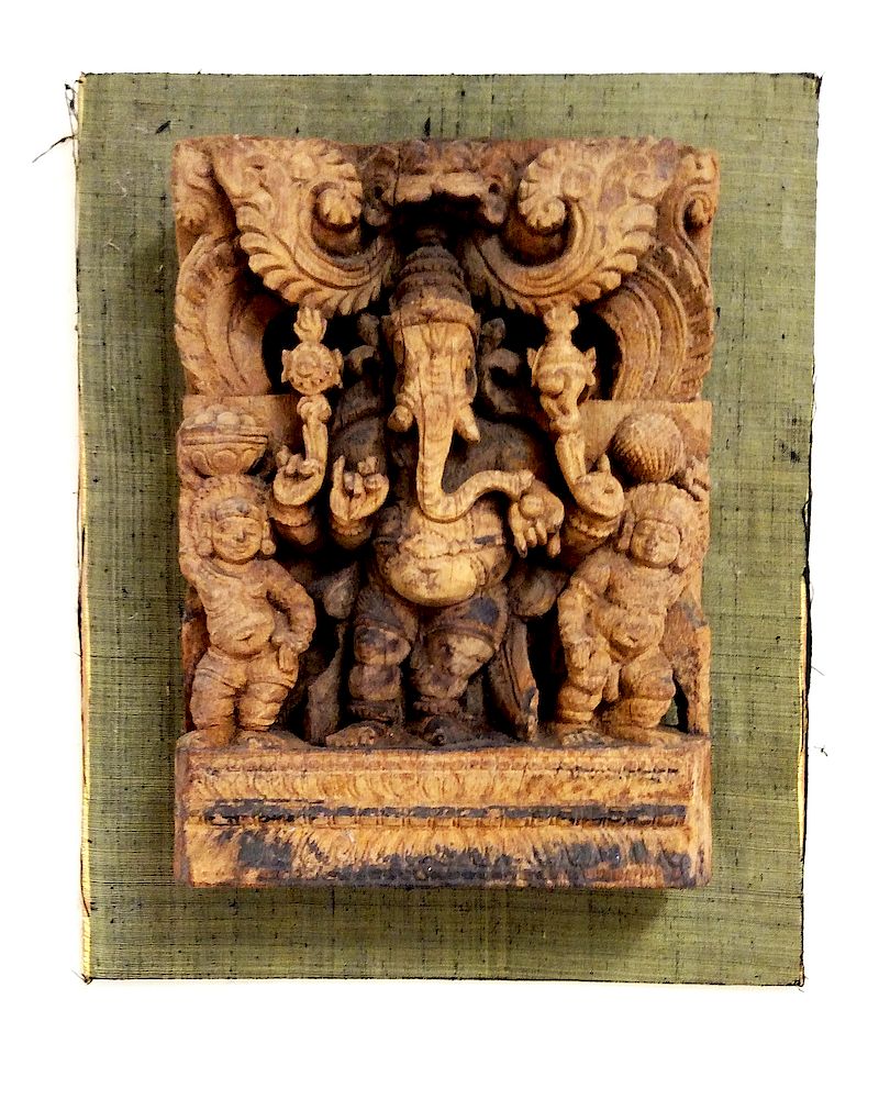 Appraisal: th C Architectural Panel w Ganesha th C Architectural Panel