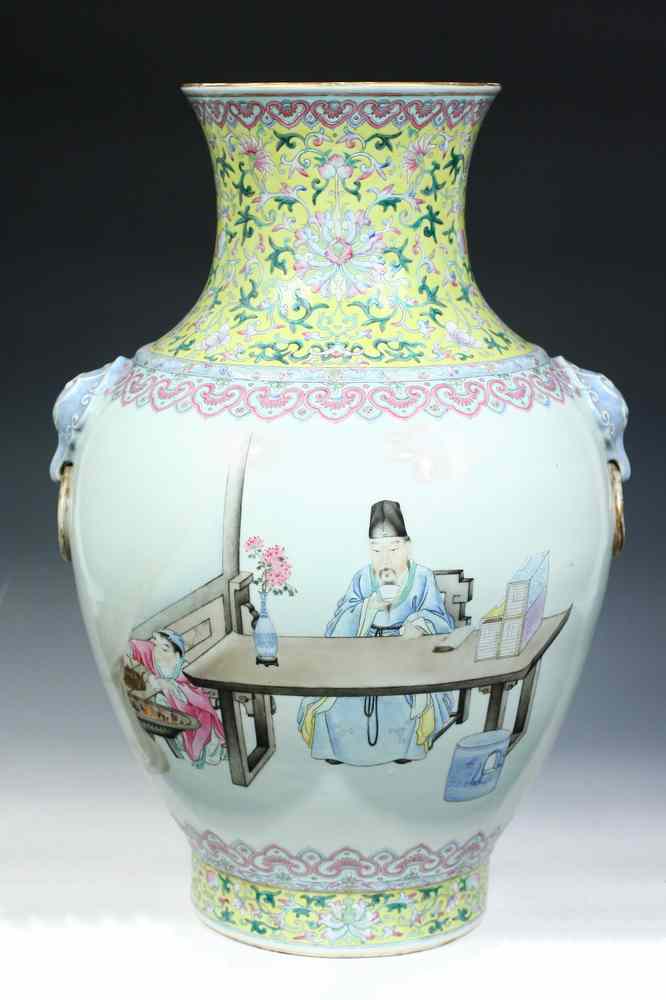 Appraisal: CHINESE TEMPLE VASE - Chinese Qing Dynasty Temple Vase Doucai