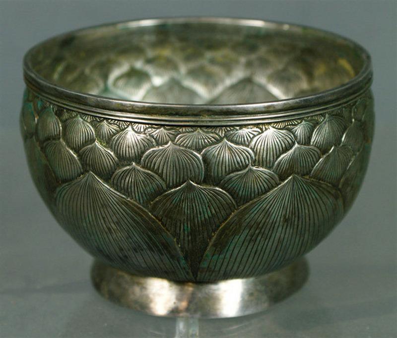 Appraisal: Round Chinese silver bowl overall lotus petal design may be