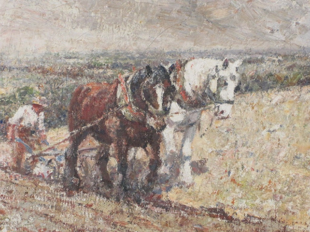 Appraisal: HARRY FIDLER - Ploughing signed 'Fidler' lower left oil on