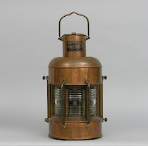 Appraisal: Antique Copper Ship Lantern by Nippon Sento Co LTD Tricolored