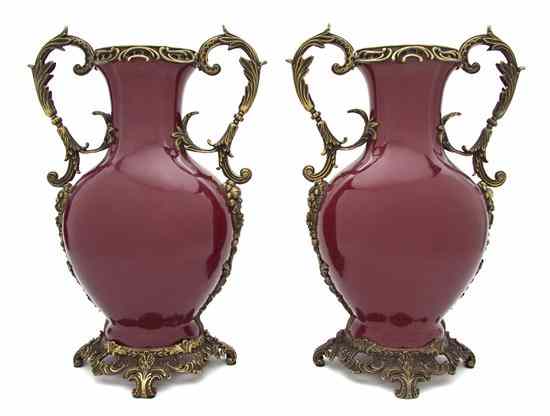 Appraisal: A Pair of Chinese Porcelain Gilt Metal Mounted Vases each