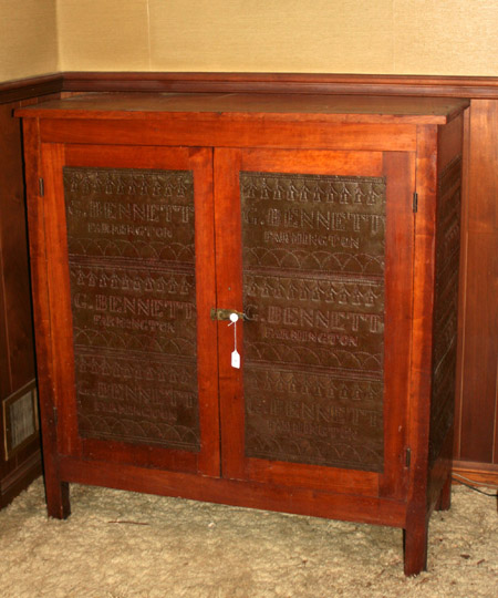 Appraisal: American Cherry and Pierced Tin Double-Door Pie Safe Late th-Early