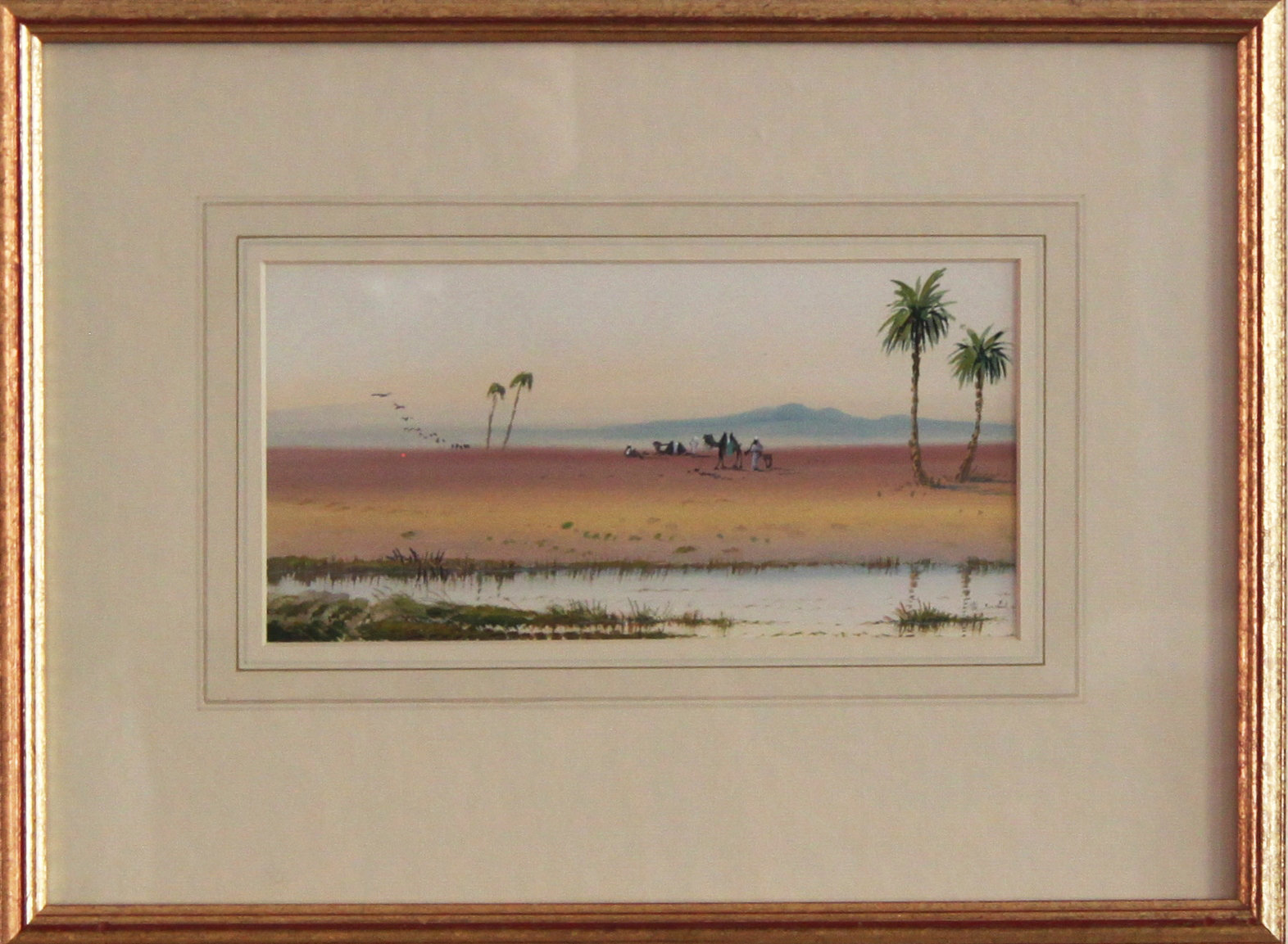 Appraisal: th Century English School Edge of the Oasis watercolour cm