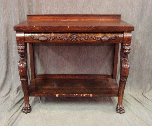 Appraisal: Highly Carved Oak Server with Griffin Carving and Claw Feet