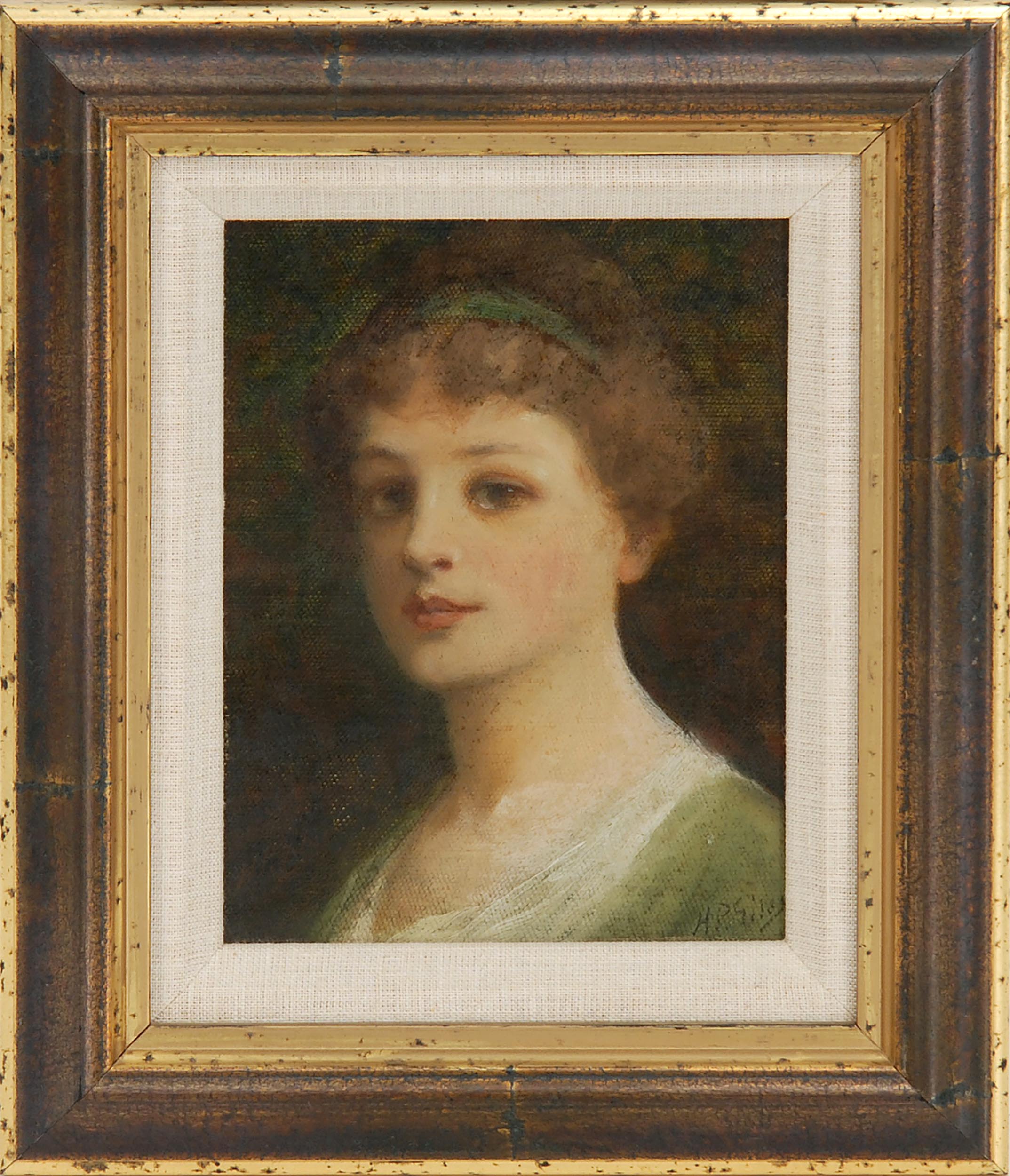 Appraisal: FRAMED PAINTING H P GILES American Early th Century Bust