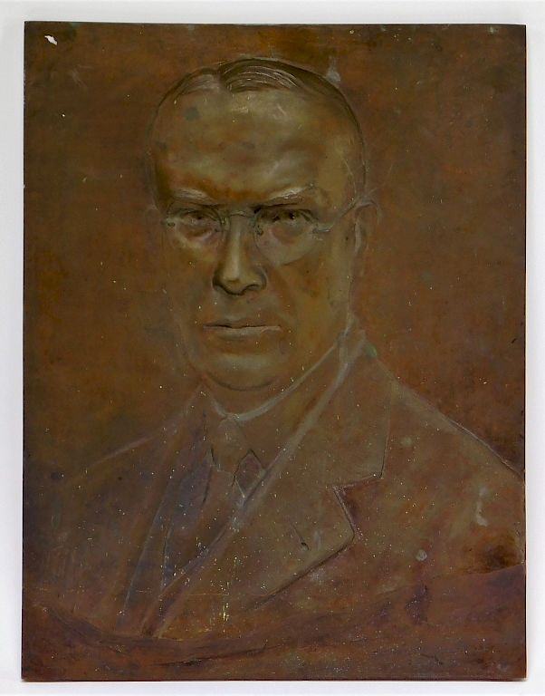 Appraisal: American Bronze Relief Portrait Plaque of a Man United states