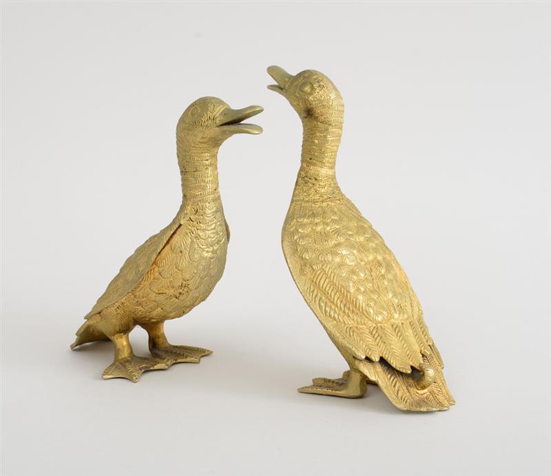 Appraisal: PAIR OF BRASS FIGURES OF DUCKS x in Estimate -