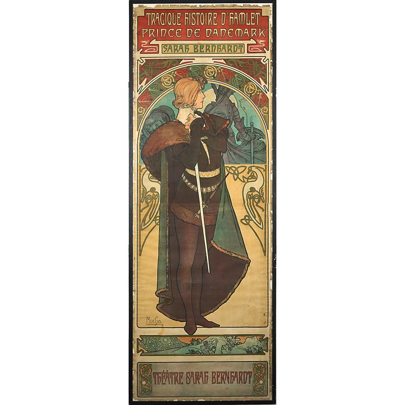 Appraisal: ALPHONSE MUCHA Massive lithograph Hamlet ALPHONSE MUCHA - Massive two-piece