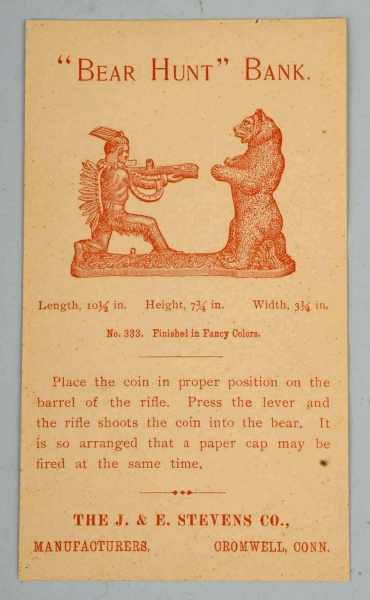 Appraisal: Indian Shooting Bear Mechanical Bank Trade Card Condition Excellent Plus