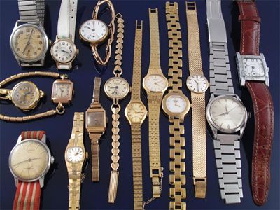 Appraisal: Four ladies assorted gold wristwatches with gold bands And eleven