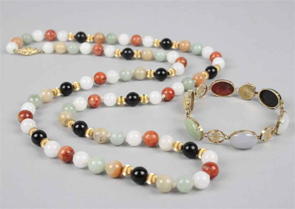 Appraisal: LADY'S JADE AND K GOLD BEAD NECKLACE the round beads