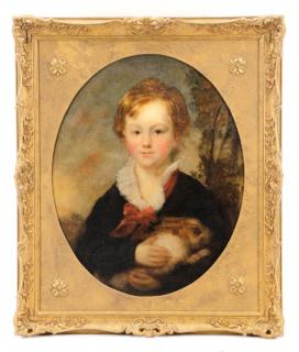 Appraisal: British School Portrait of a Boy with His Rabbit British