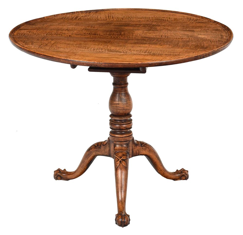 Appraisal: New York Chippendale Tiger Maple Dish Top Tea Table th