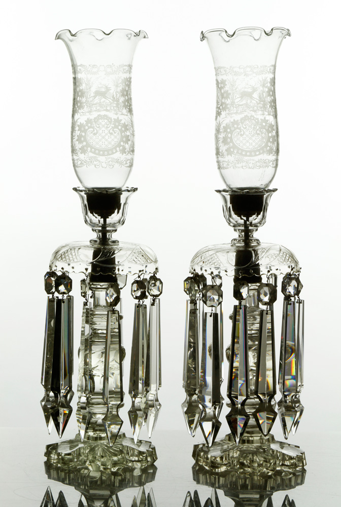 Appraisal: - Pair of th C Bohemian Glass Candle Sconces Pair