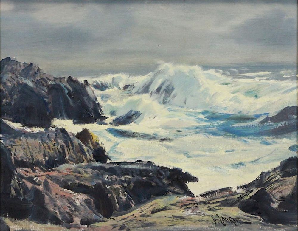 Appraisal: LAURITZ Paul Oil on Board Seascape Signed lower right Paul