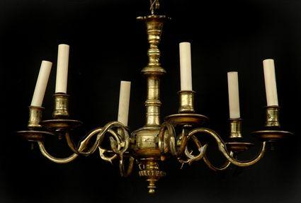 Appraisal: DUTCH BRASS SIX-LIGHT CHANDELIER x in