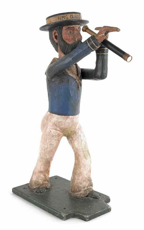 Appraisal: Carved and painted figure of a sailor ca wearing a