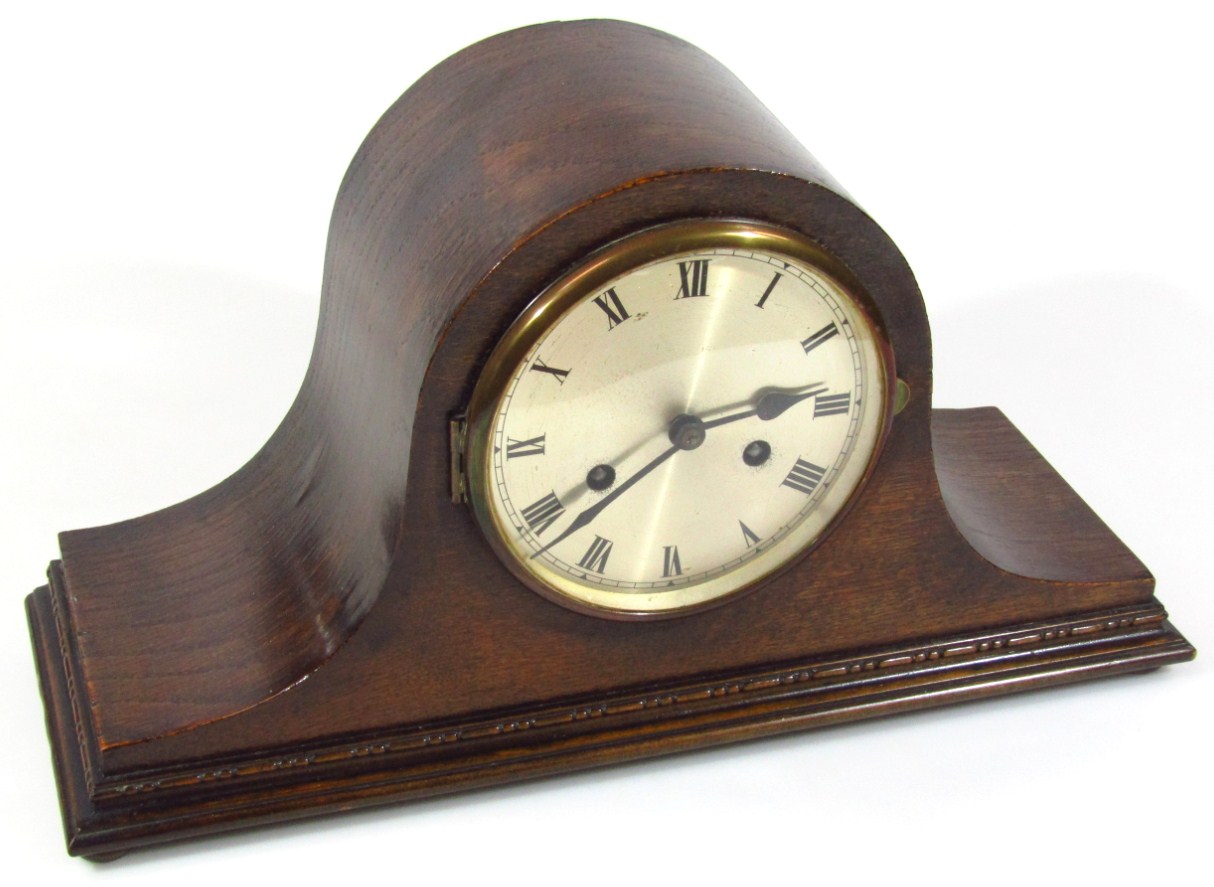 Appraisal: An early thC oak cased Napoleon hat mantel clock with