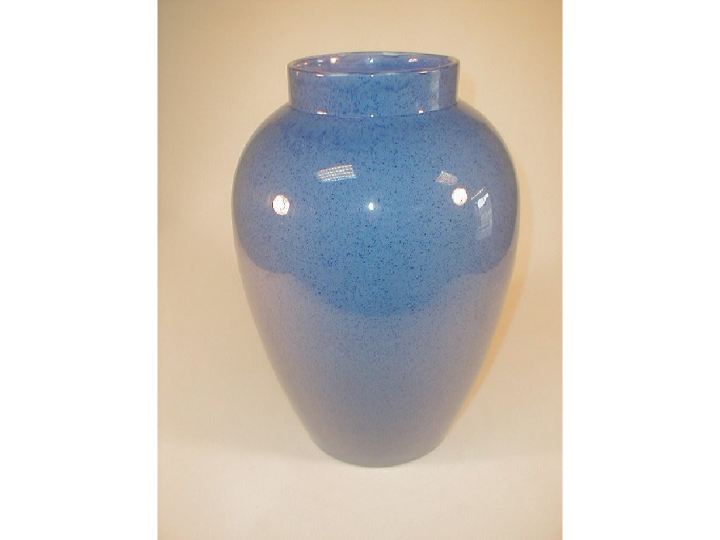 Appraisal: A Moorcroft pottery ovoid vase decorated in a blue speckle