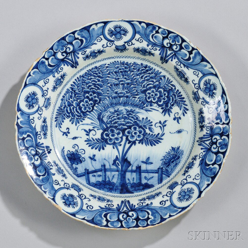 Appraisal: Dutch Delftware Blue and White Charger Holland mid- th century