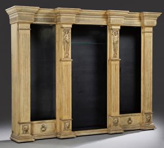 Appraisal: American Hollywood Regency Polychromed Composition Breakfront Display Cabinet mid th