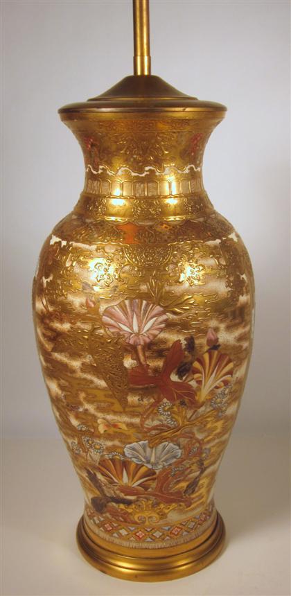 Appraisal: Japanese satsuma vaseBaluster form gilt and enamel painted to show