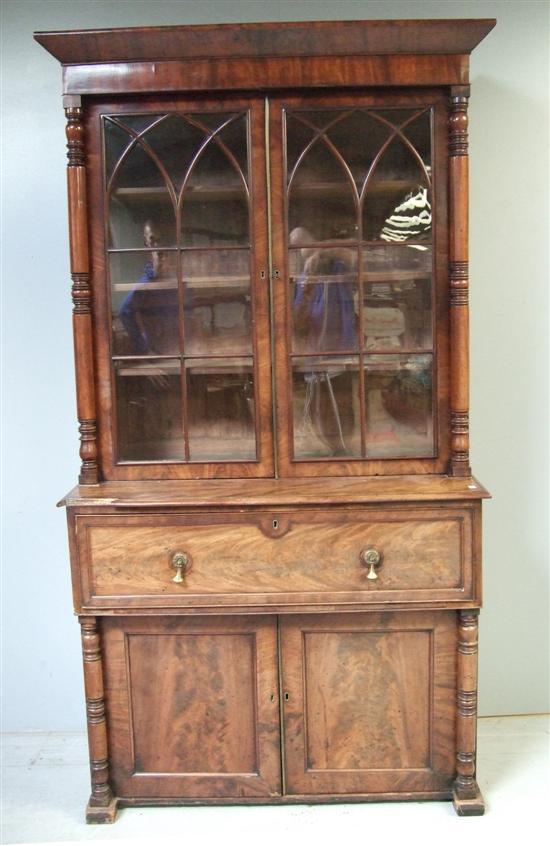 Appraisal: th century mahogany secretaire bookcase with a pair of astragal