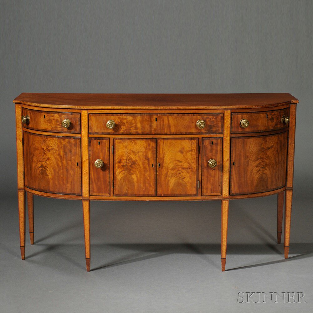 Appraisal: Federal Mahogany and Mahogany Veneer Inlaid Sideboard Boston c -