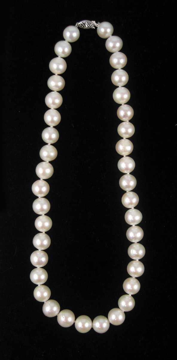 Appraisal: PEARL NECKLACE round cultured pearls with K white gold clasp