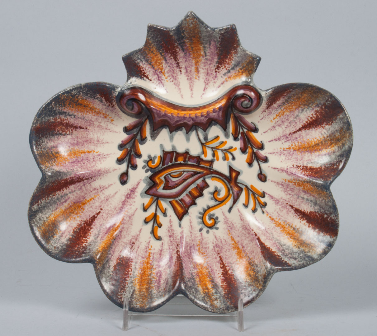 Appraisal: Quimper faience oyster plate circa s stylized fish and seaweed