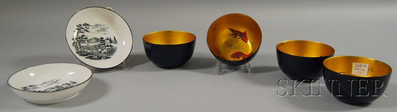 Appraisal: Six Small Bowls a set of four blue-black Chinese lacquer