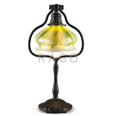 Appraisal: TIFFANY STUDIOS Adjustable desk lamp with pulled-feather shade New York