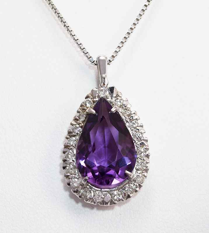 Appraisal: CT AMETHYST DIAMOND NECKLACE K white gold necklace contains one