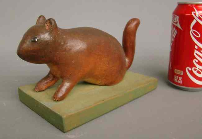 Appraisal: Folk art carved and painted squirrel '' Length