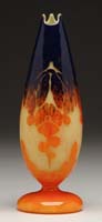 Appraisal: LE VERRE CAMEO VASE Cameo decoration of orange and blue