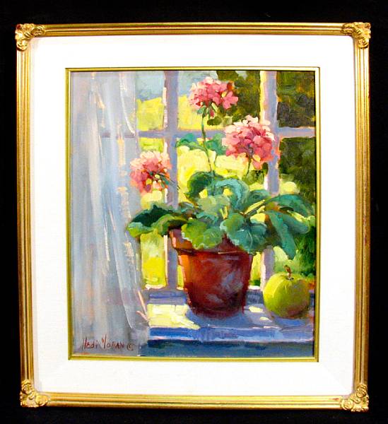 Appraisal: Hedi Moran Norwegian American b A Still Life of Geraniums