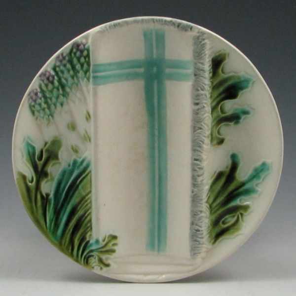 Appraisal: Majolica Salins Asparagus Dish marked Salins tiny glaze ship on