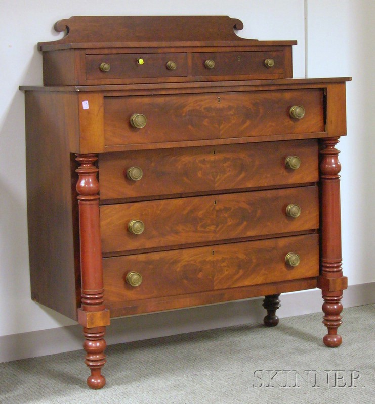 Appraisal: Empire Red-painted and Mahogany Veneer Bureau