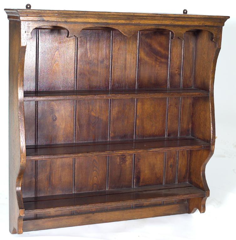 Appraisal: SMALL GEORGE III STYLE OAK HANGING PLATE RACK c the