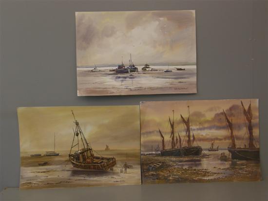 Appraisal: Keith Burtonshaw three watercolours of East Anglia Eventide Evening Calm