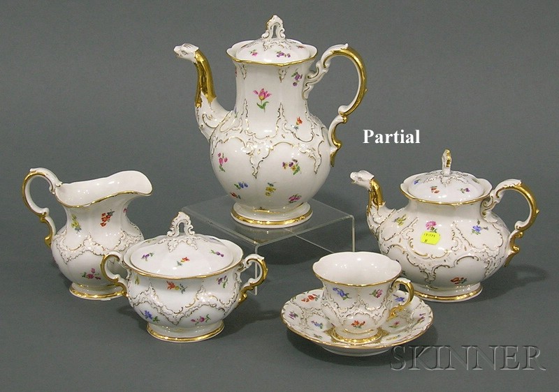 Appraisal: Meissen Painted and Parcel-gilt Porcelain Tea and Coffee Service for