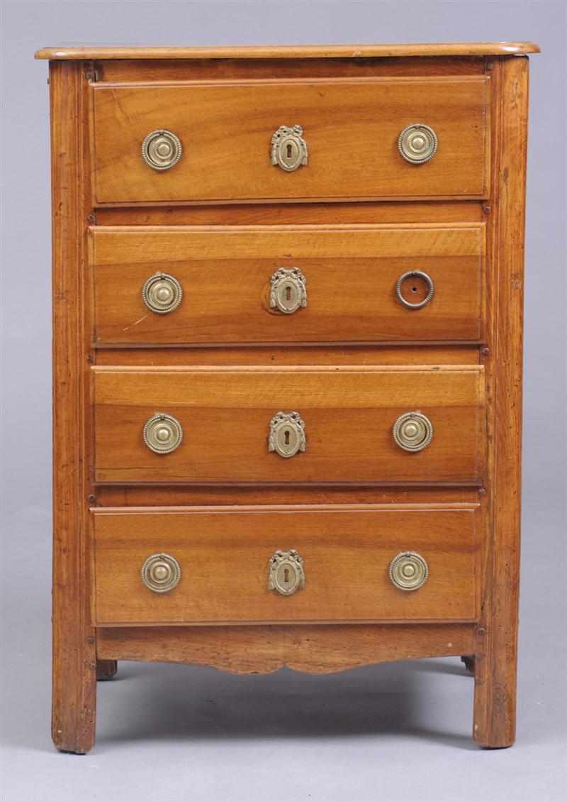 Appraisal: LOUIS XVI PROVINCIAL WALNUT CHIFFONIERE The molded top above four