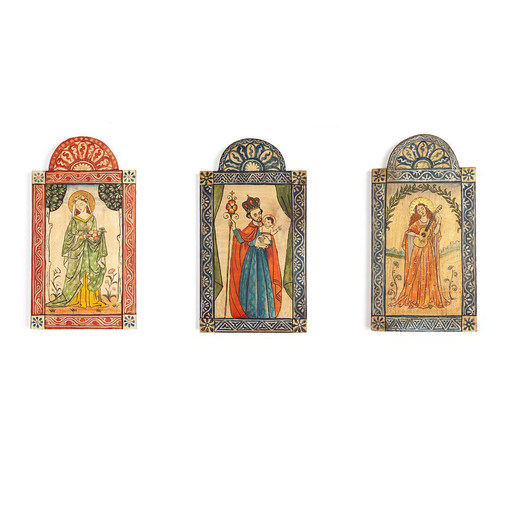 Appraisal: Juan Wijngaard Group of Three Retablos Juan Wijngaard Dutch-American th