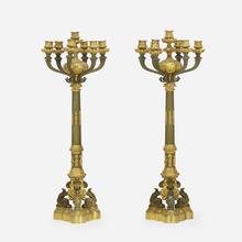 Appraisal: Louis Philippe CANDELABRA PAIR France th centurybrass-washed and patinated bronze